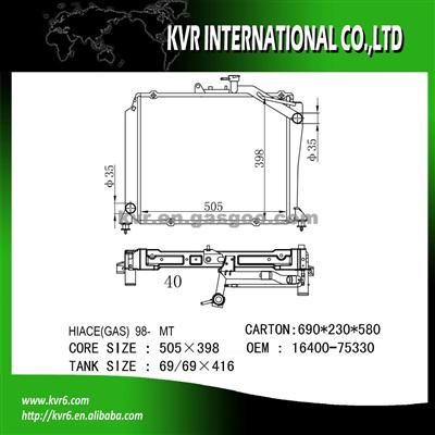 Competitive Radiator For Toyota HIACE(G) OEM 16400-75330