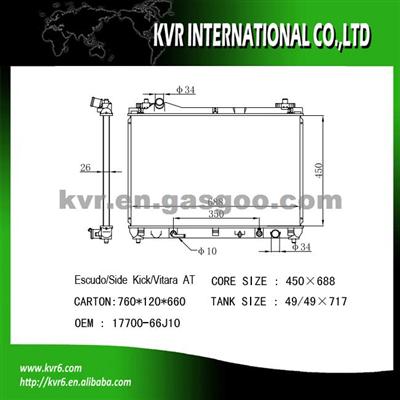 High Performance Auto Radiator For SUZUKI ESCUDO Oem 17700-66J10