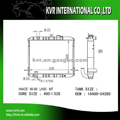 Fin Tube Radiator For Toyota 2.4 HIACE OEM 16400-54280