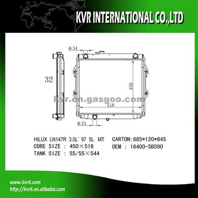 Radiator Assy For Toyota 3.0 HILUX OEM 16400-5B590