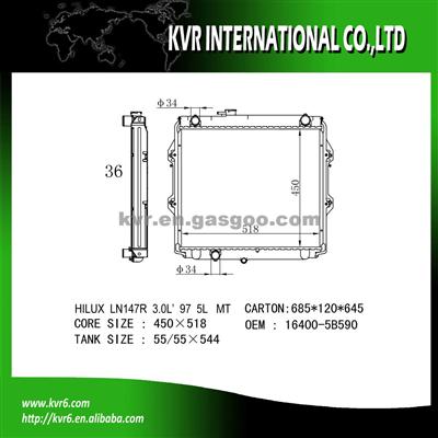 Assy Radiator For Toyota 3.0 HILUX OEM 16400-5B590