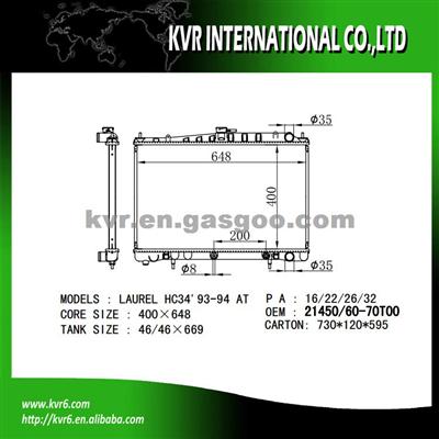 Cheap Radiator For NISSAN LAUREL HC34 OEM 21460-70T00