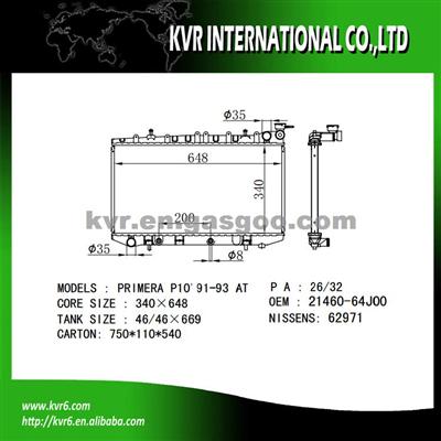 Radiator Assy For NISSAN PRIMERA P10 2.0 16V OEM 21460-64J00/62J00