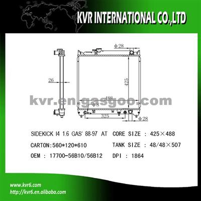 Auto Aluminum Radiator For SUZUKI ESCUDO/SIDEKICK/VITARA Oem 17700-56B10/56B12