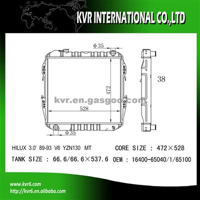 Toyota Fin Tube Radiator OEM 16400-65040