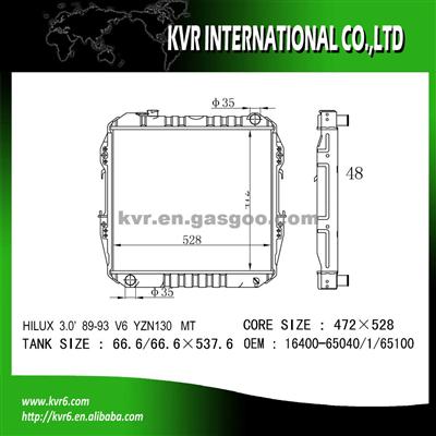 Toyota Automobile Radiator OEM 16400-65040