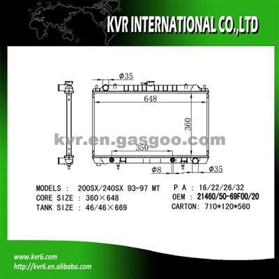 Competitive Price Radiator For NISSAN 240SX 2.0 I 16V Turbo OEM 21460-69F00