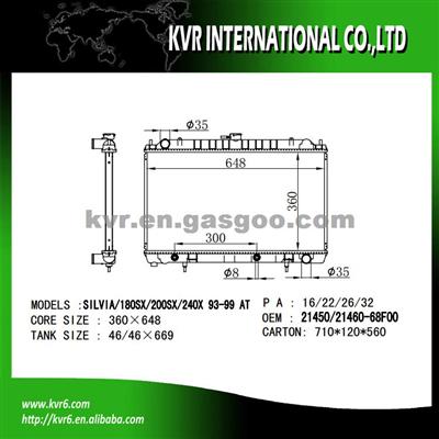 Assembly Radiator For NISSAN SILVIA/180SX/200SX/240X OEM 21450/21460-68F00