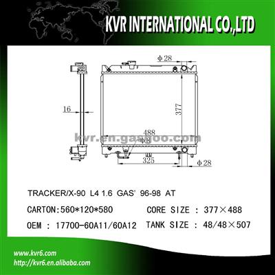 Cheap Radiator For SUZUKI ESCUDO/SIDEKICK/VITARA Oem 17700-60A11/60A12
