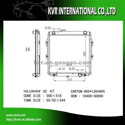 Toyota Auto Aluminum Radiator OEM 16400-30090