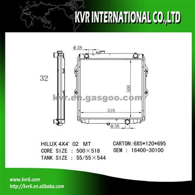 Toyota Brazed Auto Radiator OEM 16400-30100