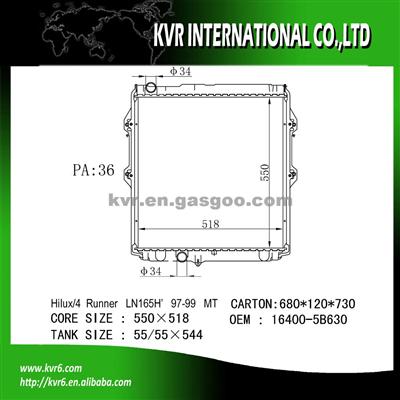 Toyota Competitive Price Radiator OEM 16400-5B630