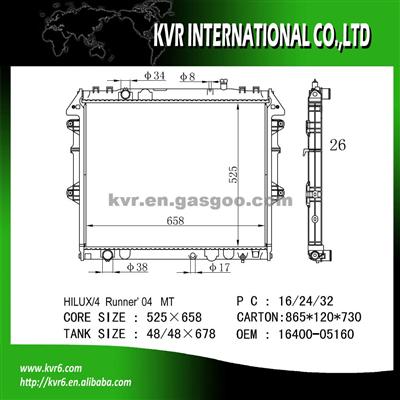 Toyota Automobile Radiator OEM 16400-05160