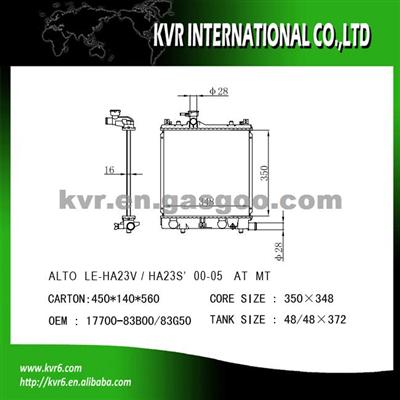 Radiator Manufacturer For SUZUKI WAGON R MC22S Oem 17700-83B00/83G50