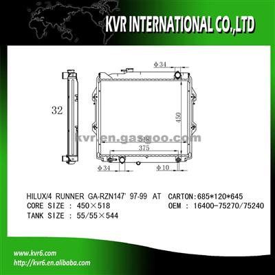 Toyota Alloy Radiator OEM 16400-75270