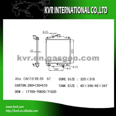 OE Quality Radiator For SUZUKI ALTO CN11S Oem 17700-70B20/71G20