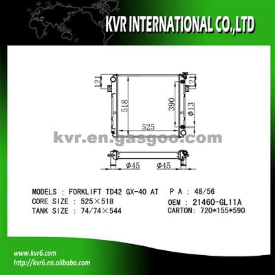 Mechanical Auto Radiator OEM 21460-GL11A For NISSAN FORKLIFT TD42 GX40