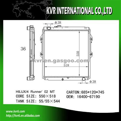 Toyota OE RADAITOR OEM 16400-67190