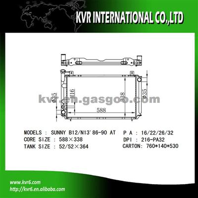 Auto Cooling Radiator KBR-NI0364-PA16/KBR-NI0364-PA22 For NISSAN SUNNY EB13