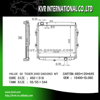 Toyota Car Radiator OEM 16400-0L060