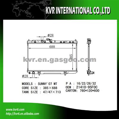 Auto Cooling System Radiator OEM 21410-95F0C For NISSAN SUNNY