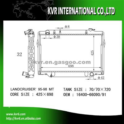 Toyota Auto Cooling System Radiator OEM 16400-66090/91