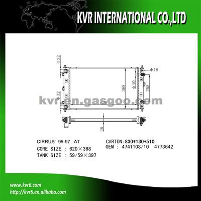 High Performance Auto Radiator OEM 4741108/4741110/4773642 For DODGE STRATUS 2.5i V6