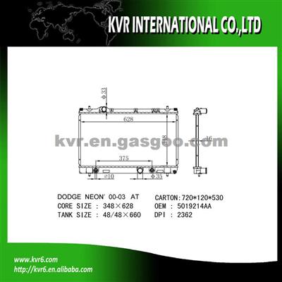 Competitive Price Radiator OEM 5019214AA For DODGE NEON II 1.6i 16V