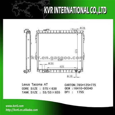 Aluminum Car Radiator OEM 16410-0C040 For LEXUS TACOMA