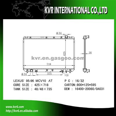 Car Aluminum Radiator OEM 16400-20060/0A031 For LEXUS MCV10