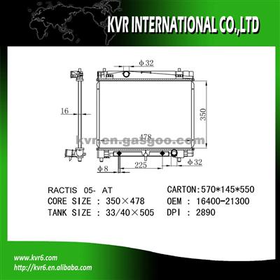 Toyota Car Radiator OE No.：16400-21300