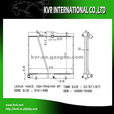 Competitive Radiator OEM 16400-75480 For LEXUS HIACE