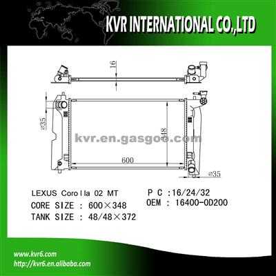 Auto Cooling System Radiator OEM 16400-0D200/0D210 For LEXUS COROLLA