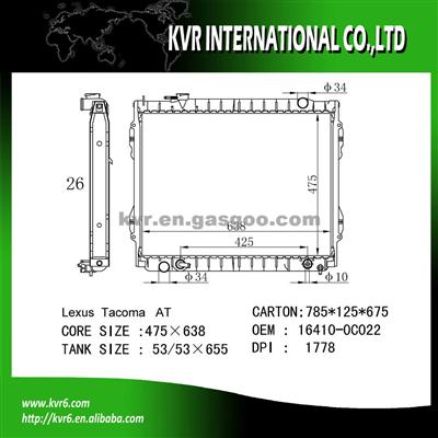 Toyota Passenger Car Radiator OE No.：16410-0C022