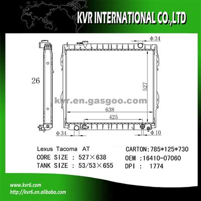 Toyota Aluminum Car Radiator OE No.：16410-07060/07061