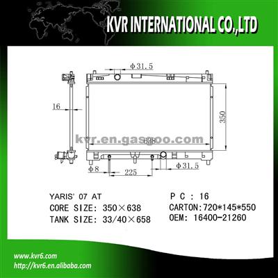 Toyota Cheap Radiator OE No.：16400-21260