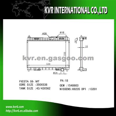 Car Aluminum Radiator For FORD FIESTA 1.6 EFI OEM 8V518005BE/1548603