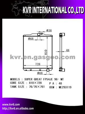 High Cooling Efficiency Heavy Duties Radiator For SUPER GREAT FP54JE' 96- Oem ME293119