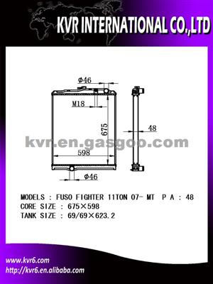 Heavy Duties Radiator Factory For FUSO FIGHTER 11 TON 07- Oem MC433497