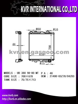 Heavy Duties Truck Radiator For UD 380 Oem 21400-03Z78/04Z03/05Z00/05Z02