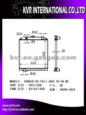 Heavy -Duties Radiator For HINO EANGER KC-FD1J JO8C' 94-99 Oem 16090-4634