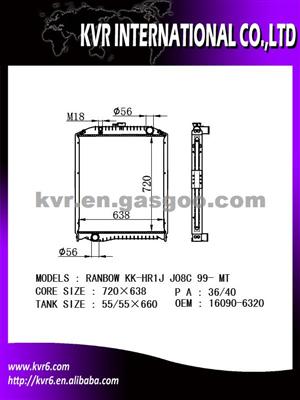 High Performance Truck Radiator For RAINBOW KK-HR1J J08C' 99- Oem 16090-6320