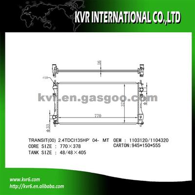 Brazed Auto Radaitor For FORD TRANSIT 2.4TDCI135HP OEM 1103119/1103120/1104320/4480903/YC1H8005CD