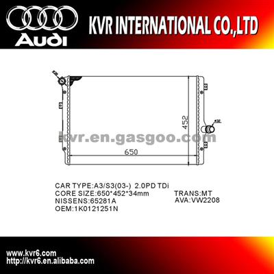 Radiator For Audi A3 OEM 1K0121251N