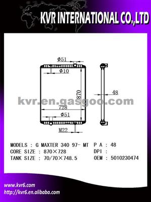 Cheap Heavy Duties Radiator For RVI G-MAGNUM 340 'MAXTER340 92- Oem 5010230474