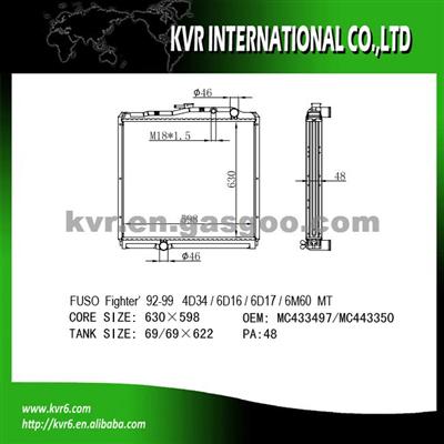 Brazed Auto Radiator For Mitsubishi OEM MC433497