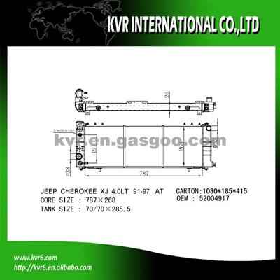 Aluminum Car Radiator For JEEP CHEROKEE XJ 4.0i OEM 52004917