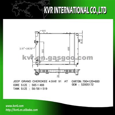 Aluminum Car Radiator For JEEP GRAND CHEROKEE 4.0i OEM 52005172/52005166