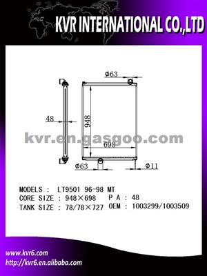 Heavy Duty Radiator For FORD LT9501 96-98 MT 96-98 Oem 1003299/1003509