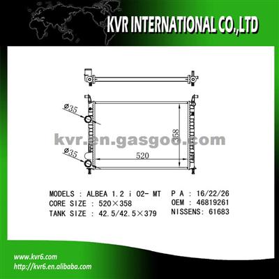 Performance Aluminum Radiator For FIAT ALBEA 1.2 I OEM 46815887 46819261 46833511